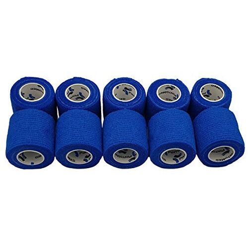 PintoMed 10 x BLAUW- Samenhangend Verband Cohesive Bandage 10 rollen x 5 cm x 4,5 m Zelfklevende flexibele verbanden, EHBO, sportverbandverbanden Pak van 10