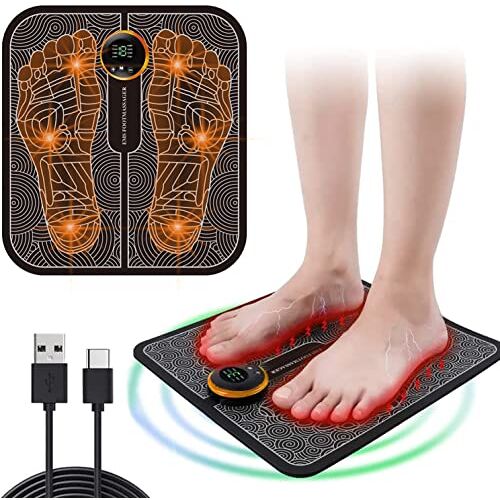 WUGEIN Elektrisch voetmassageapparaat, EMS-voetmassageapparaat, USB, 6 modi, 9 instelbare frequenties, bevordert de doorbloeding, vermindert spierpijn