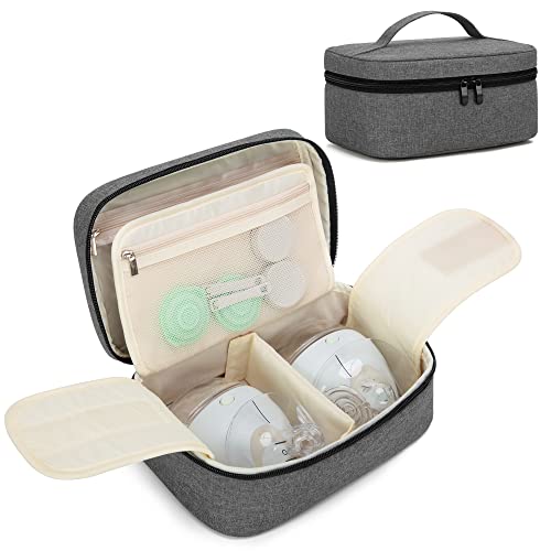 BAFASO Draagbare borstkolf tas compatibel met Wilg en Elvie borstkolf, hoesje voor draagbare borstkolf en extra onderdelen, grijs
