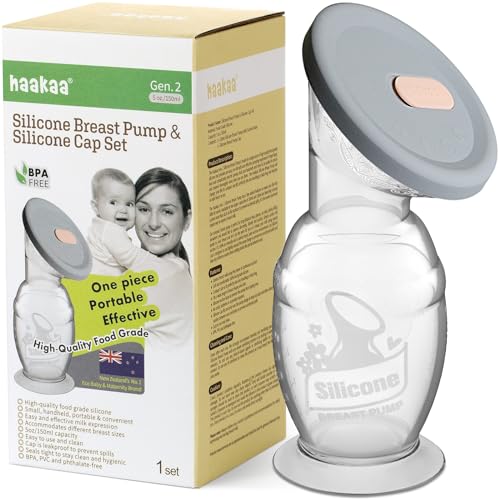 haakaa Handmatige borstkolf siliconen borstkolf & siliconen dop set 6oz/150ml