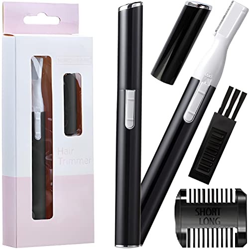 Retoo Zwarte wenkbrauw- en neushaartrimmer met 2 trimtips, wenkbrauwvormer, neushaartrimmer voor mannen en vrouwen, neustrimmer, neushaar en wenkbrauwtrimmer