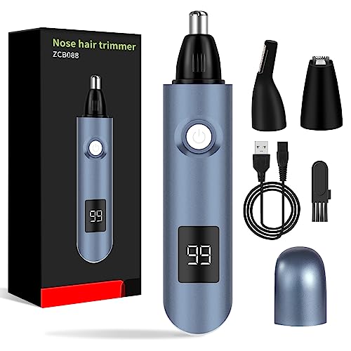 iMoebel Led-neushaartrimmer, 3-in-1 neushaartrimmer, oortondeuse, oplaadbaar met dubbele snijbladen, wenkbrauwen en gezichtshaartrimmer voor mannen en vrouwen, blauw