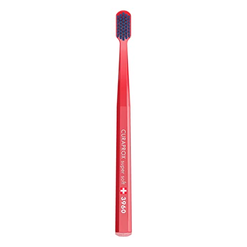 CURAPROX Tandenborstel CS 3960 Super Soft handtandenborstel voor volwassenen met 3960 Super Soft CUREN borstelharen rood-blauw