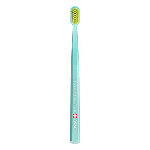 CURAPROX Tandenborstel CS 3960 Super Soft handtandenborstel voor volwassenen met 3960 Super Soft CUREN borstelharen turquoise-geel