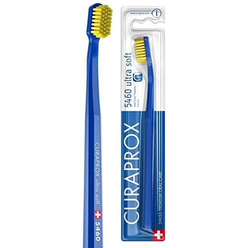 CURAPROX Tandenborstel CS 5460 Ultra Soft handtandenborstel voor volwassenen met 5460 Ultra Soft CUREN borstelharen donkerblauw-geel
