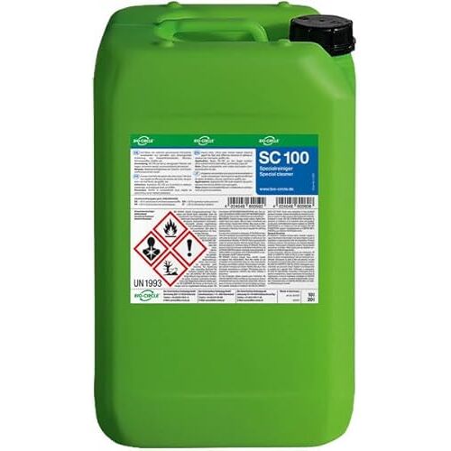 bio-chem SC 100 Lijmverwijderaar en etikettenverwijderaar, 20 liter, citrusgeur, extreem sterke verwijderaar voor hardnekkige etiketten, lijm en lijmresten, etiketverwijderaar, made in DE