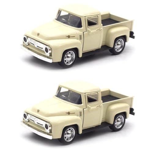 Doengdfo 2-delige vintage decoratie, schattig metalen autocadeau, pick-up truck-model voor woondecoratie