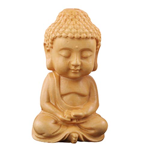 YSTJKD Meditation Buddha Statue Zittende Decoratieve Boeddha Kleine Boeddha Sculptuur Houten Boeddhabeeld Binnen Accessoires Voor Boeddha Beeldjes Hand Carved Buddha Wooden Small Biddende Boeddha 1 Pcs