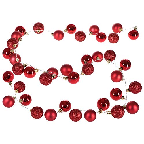 Casaria Kerstverlichting 40 LED´s Kerstballen 2 m Timer Indoor Outdoor Batterij 8 Lichteffecten Ballen Mat Rood