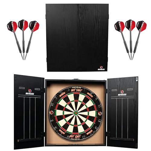 RUTHLESS Home Darts Center   Compleet Home Dartboard Centre inclusief kast, dartbord en 2 dartsets (CAB518)