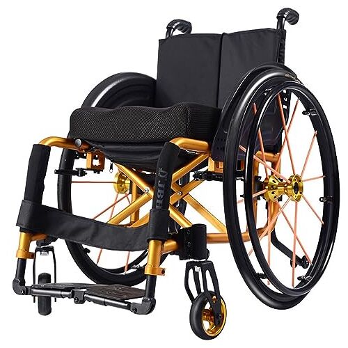 Kcolic Lichtgewicht Opvouwbare Rolstoel, Zelfrijdende Handbewogen Rolstoel Aluminium Frame Rolstoel Met Armleuning Schommelbare Beensteun Comfortabele Ergonomische Sportrolstoel B,38