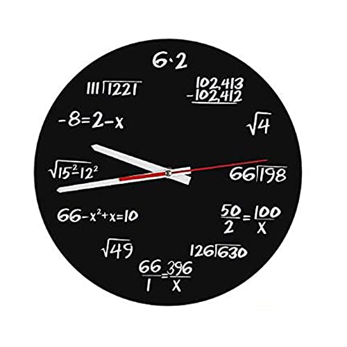 Peukerty Wall Clock, Wiskunde Formules Klok Quiz Klok in zwart-wit Unieke wiskunde vergelijking klok, Kantoor