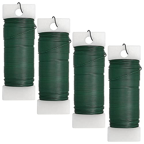 Lodokdre 4Pack Bloemendraad Flexibel Paddle Draad Bloemist Groen Draad voor Ambachten, Kransen, Garland en Bloemen Bloemstuk