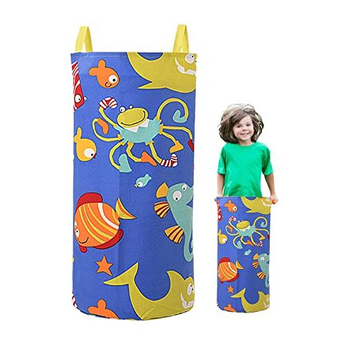 Zceplem Zitzakracespel, aardappelzak voor kinderen, Outdoor Game Canvas Waterdichte Aardappelzakken, Grote capaciteit cartoon print gazonspellen, interactief plezier voor picknicks, carnavals,