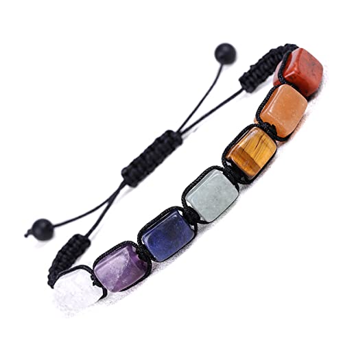 Jxuzh 7 chakra parelarmband, natuurlijke edelstenen, 8 mm, yoga-armband, steen, armband, gevlochten natuursteen, yoga, genezing, armband, natuurlijke parels, cadeau voor familie en vrienden