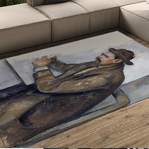 CIHCOHOME Portret Kunstwerk Gebied Tapijt Paul Cézanne Vintage Rustiek Gebied Tapijten Anti-slip Rug Tapijten voor Woonkamer Slaapkamer Thuiskantoor Decor 4'x8'