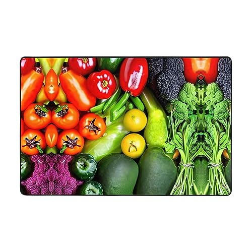 MQGMZ Verse groenten fruit flanel stof tapijt antislip vloermat 91 x 61 cm en 182 x 122 cm