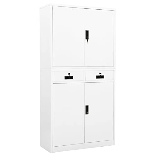 Camerina Kantoorkast Wit 90x40x180 cm Staal, File Cabinet, Kantoorkast, Kantoormeubilair (SPU:336417)