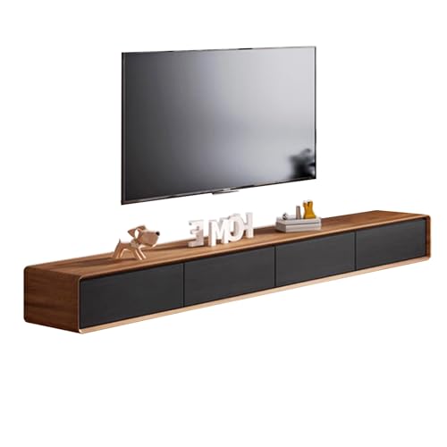 FPIGSHS Houten Zwevende Tv-standaard, Multimediaplank Aan De Muur In De Woonkamer, Tv-kast Multimediaconsole Aan De Muur Met 2 Lades, 160*24*20 Cm, Gemakkelijk Schoon Te Maken ( Color : B , Size : 160CM/63IN