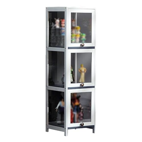 TANZEM Acryl boekenkast opbergrek/glazen vitrinekast, vitrines voor verzamelobjecten, vitrines met 3/4-tier opbergplanken, trofee vitrine, met flip-top deur, voor woonkamer, Bedro