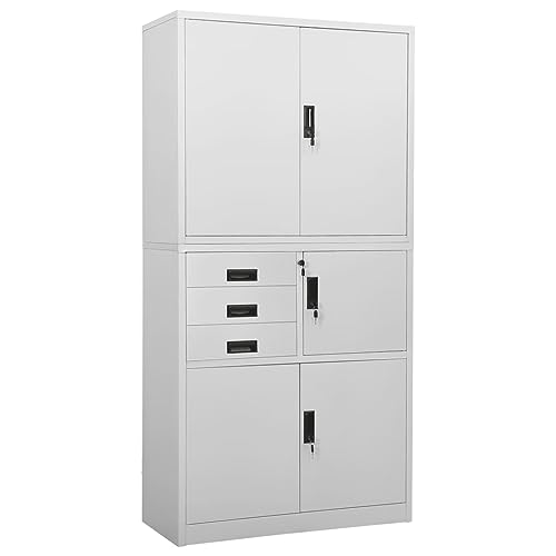 Camerina Kantoorkast Lichtgrijs 90x40x180 cm Staal, File Cabinet, Kantoorkast, Kantoormeubilair