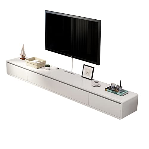 XIBANY Wandmontage Tv Unit 47.2/55.1Inch Zwevende Tv Stand Wandmontage Hout Entertainment Center Media Console met 2 Lade, Wandmontage Tv Multimedia Opslag Plank Unit/a/120Cm/47.2In Feito na China