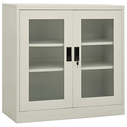 LAPOOH Kantoorkast Lichtgrijs 90x40x90 cm Staal, File Cabinet, Kantoorkast, Kantoormeubilair