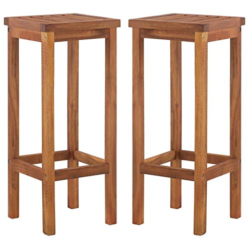 TEKEET Tuinmeubilair-Bar Stoelen 2 PCs Massief Acacia Hout-Meubilair