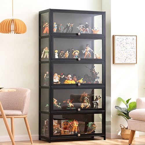 FVTVHEV Curio-kast vitrine vitrines glazen vitrinekasten vitrinekast vitrinekasten met glazen deuren glazen vitrinekast vitrinekasten voor collectables glazen deur kast 70×32cm 五階