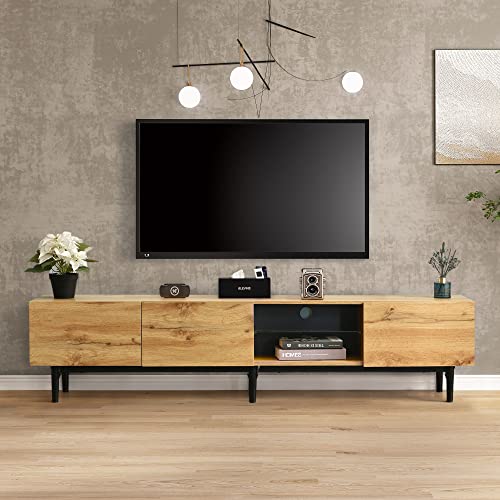 Merax Televisiekast met led-televisietafel, lowboard, tv-commode van hout, 175 x 31 x 41 cm, tv-meubel, tv-meubel