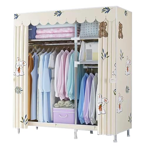 GLHalfM Kledingkast Canvas Garderobe, Draagbare Kledingkast Planken Met Ophangrail, Planken, Opvouwbare Kast Voor Slaapkamer,C-123x45x170CM