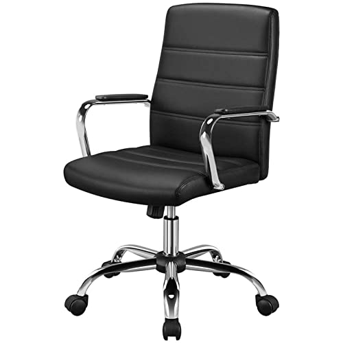 AQQWWER Stoel voor bureau Adjustable middle-back artificial leather rotary administrative office chair