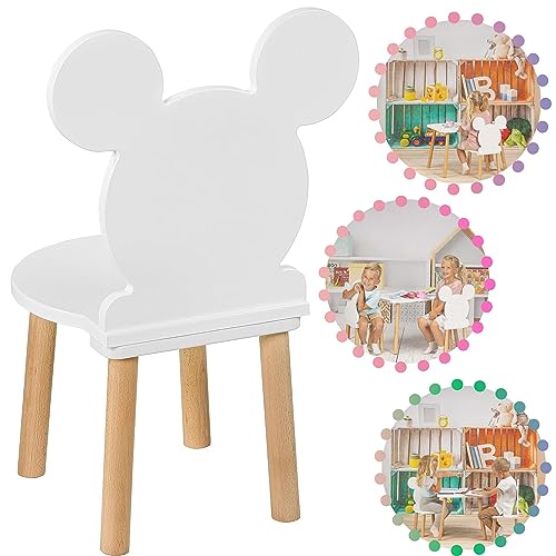 PlayPals Furniture PlayPals Meubilair Kleine houten stoel voor kinderen Kinderstoel, houten kindertafel, kinderkamertafel, kleine stoelzitting kruk, natuurlijk kinderzitmeubilair