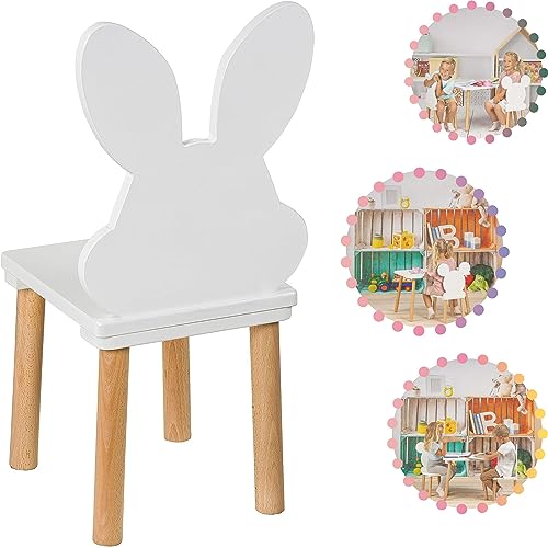 PlayPals Furniture PlayPals Meubilair Kleine houten stoel voor kinderen Kinderstoel, houten kindertafel, kinderkamertafel, kleine stoelzitting kruk, natuurlijk kinderzitmeubilair