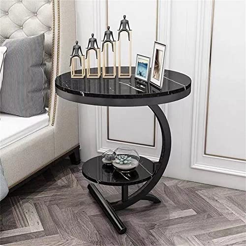 GaRcan Kleine salontafel bijzettafel compacte bijzettafel ronde modieuze bijzettafel bijzettafel nesttafel lage tafel bed bijzettafel minitafel nachtkastje, zwart,55×40×60cm