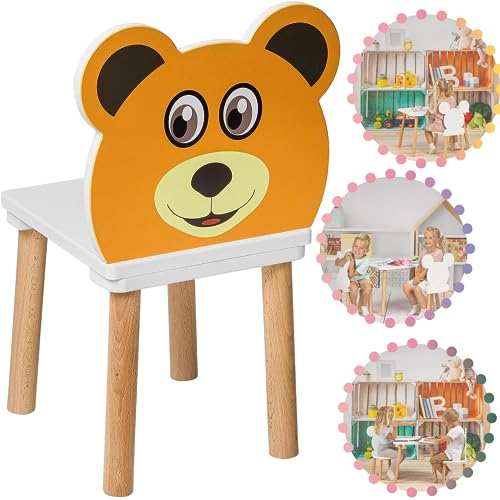 PlayPals Furniture PlayPals Meubilair Kleine houten stoel voor kinderen Kinderstoel, houten kindertafel, kinderkamertafel, kleine stoelzitting kruk, natuurlijk kinderzitmeubilair