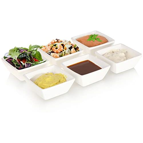 Robin Goods ® 6x dessertkommen van porselein slakommen voor het ontbijtbuffet servies voor desserts, sauzen en dips keramische compotekommen (6 stuks kom wit)