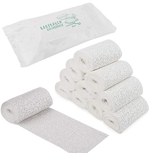 KNECKES ® Set voor gipsverband babybuik (10 rollen in 10 cm x 300 cm)   sneldrogend   ook geschikt als gipsverband voor knutselen en modelbouw