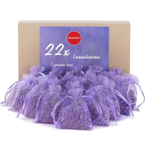 Quertee 22x6g lavendelzakjes als geurzakjes met geurige lavendel bescherming tegen motten in de kledingkast lavendel om te slapen en te ontspannen