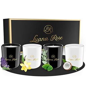 Luana Rose geurkaarsen cadeauset 100% sojawas kaarsen [set van 4] Aromakaarsen in glas Natuurlijke sojawas geurkaarsen Kaarsen cadeauset voor aromatherapie