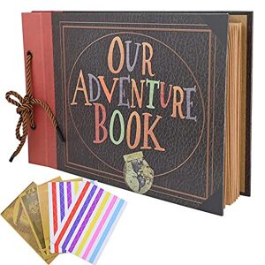 SIMDAO Plakboek met opdruk ‘Our Adventure’, fotoalbum met 80 pagina's, doe het zelf, handgemaakt album, familiefotoalbum, verjaardag, vakantiegeschenk