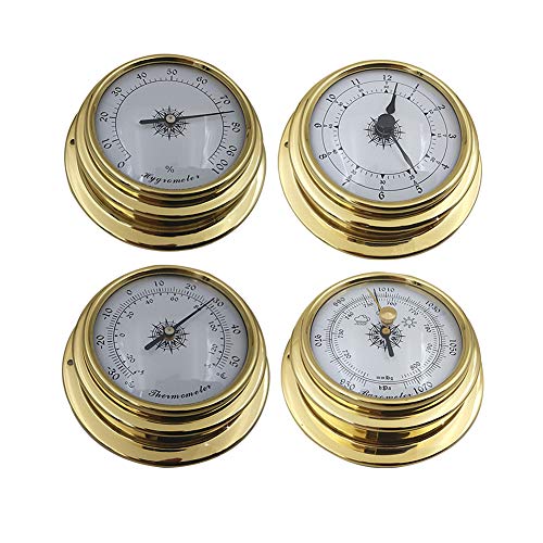 Alicer 4 stuks weerstation set, draagbare marine wand barometer klok meter thermometer hygrometer kit