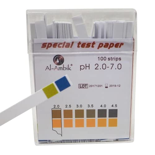 AL-AMBIK PH indicatoren PH 2-7 100 teststrips in kunststof doos PH meetstaven