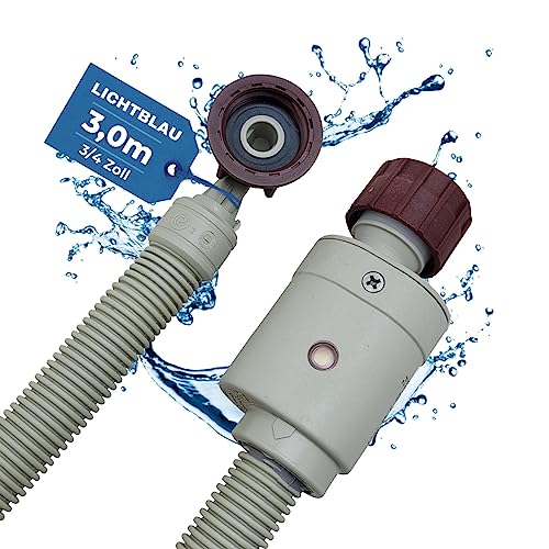 Lichtblau Aquastop slang 2980 I 3,0 m I wasmachine vaatwasser I 3/4 inch hoek/recht incl. veiligheidsventiel en vuilzeef I toevoerslang tafelvaatwasser