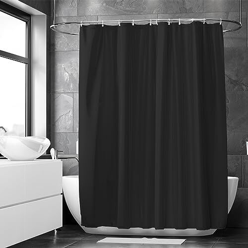 Loti Living Anti-schimmel douchegordijn 180x200 cm zwart polyester incl. ringen douchegordijnen douchegordijn anti-schimmel douchegordijn bad douchegordijn zwartÉ