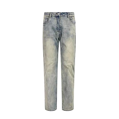 WILBB Heren Slim fit broek Solid Distressed Retro gewassen mannen slanke jeans broek vintage streetwear mannelijke denim broek (kleur: vintage blauw, maat: S)