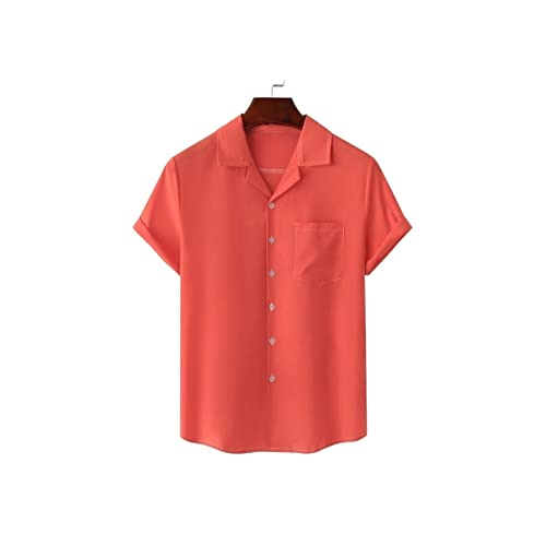 WILBB Heren shirts met korte mouwen heren shirt casual shirt korte mouwen shirts voor mannen losse kleur jongen shirts (maat : L)