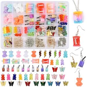 Victse Set bedels vlinder beer-hanger, sieraden zelf maken, set met opbergdoos, accessoires voor oorbellen, armband, halsketting en sleutelhanger