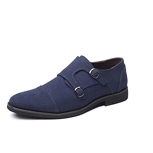 EZURI Oxford schoenen voor heren heren Oxford suède jurk schoenen heren casual schoenen heren trouwschoenen (kleur: blauw, maat: 7.5)