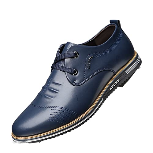 EZURI Oxford schoenen voor mannen mannen rijden schoenen lederen mannen casual schoenen veterschoenen mannen flats zachte comfortabele mannen schoenen verkopen heren (kleur: blauw, maat: 9.5)